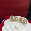 Vrouwen Stud Oorbellen Premium Gold Diamond Earring Designer Sieraden Mens Studs Luxe Hoops Merk Brief Mode Bijoux De Luxe Met Doos
