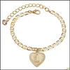 Chevillets 26 English Heart initial Chaîne de cheville Crystal Gold Charm Foot Lettres Femmes Fashion Bijoux Chains Drop Livraison 2022 DHY5R