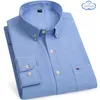 Camisas casuais masculinas tamanho S 7xl 100% algod￣o puro oxford listrado masculino xadrez de alta qualidade para homens Button Up 221025