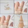 Anéis de casamento anéis de casamento coreano Moda de ouro colorido fl CZ Ring para mulheres Design aberto Design Open Zircon Delicado Daily Jewelr Dhoca