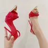 Sandales mode chaîne talons aiguilles chaussures 2022 été respirant Sexy pour dames métal décoration pompes femmes