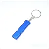 Keychains Lanyards Portable Aluminium Safety Whistle Keychains f￶r utomhus vandringskam Cam Survival Emergency Keychain MTI Tool Drop Del DHWCD