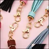 Keychains Lanyards Long Tassel Keychain Car Bag Hanging Pendant Ornaments Present For Women Girls Trinket Leather Rhinestone Bow Key DH9HY