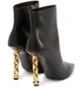 Зимние бренды Tomfor Women Angle Boots скульптурные золотые тональные каблуки в форме.