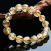 Strang 13mm Natürliches Gelbgold Haar Titan Rutilquarz Kristall Runde Perle Schmuck Mann Frau Stretch-Armband