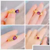 Bröllopsringar Bröllopsringar Elegant Oval Cut Purple Crystal For Women Gold Color Jewelry Fashion Banket Party Gift Drop Delivery 202 Dhomp