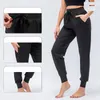Ll femmes yoga neuvième pantalon coulant des joggeurs de fitness avec zipper poche haute taille élastique jogging 4 couleurs d12368