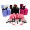 Pinceaux de maquillage en bâtons, 12 pièces, cylindre multifonctionnel Portable, brosse de maquillage facile à coller, ensemble de poudre, outils de base quotidiens