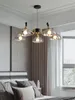 Candelabros nórdicos de lujo humo gris luces de vidrio sala de estar hogar americano moderno comedor dormitorio lámparas colgantes accesorios