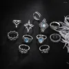 Wedding Rings 11pcs/set Bohemian Crystal Carved Geometric Ring Sets Vintage Flower Crown Knuckle Finger Set Jewelry Gift