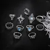 Anneaux de mariage 11 pièces/ensemble bohème cristal sculpté géométrique anneau ensembles Vintage fleur couronne Knuckle doigt ensemble bijoux cadeau