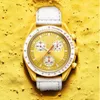 Moon Movement смотрит высококачественную биокерамическую планету полную функцию хронограф мужские часы для роскошного дизайнера Limited Edition Master Watchs