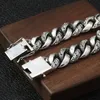 Bracciali a catena a maglie da uomo in argento sterling 925 massiccio Foglie di piume 17mm Antico Vintage Punk Fatto a mano Moda Accessori per gioielli di lusso Regali