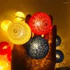 Strings 10 LED Cotton Ball String Lights Battery Operated Colorful Garland Fairy For Home Wedding Christmas Party Outdoor Decors