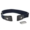 Belts Women Ladies Casual Leisure No Hole Leather Female Belt Metal Buckle Black Strap For