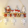 Decorações de Natal 1pcs cabides de porta de madeira ornamentos de natal decoração de parede de natal pingentes pingentes ao ar livre vertical