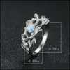 Anéis de casamento anéis de casamento ramos antigos anel de noivado oco clássico clássico pequeno redond para lua de pedra vintage cor para mulheres jóias dhsye