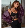 Women's Leather Women Jacket For Autumn Purple Adjustable Belt Loose Tops Outwear Fashion Street Trends Coat Sweater Female Clothing