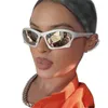 Zonnebrillen 2000s Punk Sport Wrap Around Vrouwen Mannen Vleermuis Spiegel Zilver Cool Unieke Zonnebril Mode Y2K Shades2823312