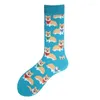 Chaussettes pour hommes Printemps et automne Tendance de la mode Animal Planète Fleur Tube moyen Mâle Amusant Clown Personnalité Couple Bas Harajukuv