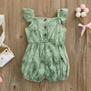 Rompers Baby Girl Cute Romper Floral Print Mouwess Bow Ruffles Jumpsuits Playsuit Summer Toddler Deskleding J220922