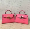 디자이너 핸드백 헤르메 컬러 핑크 22cm 미니 킬로 여성 여성 토트 정품 가방 어깨 가방 자물쇠 스카프 말 패션 레이디