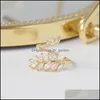 Anéis de casamento anéis de casamento coreano Moda de ouro colorido fl CZ Ring para mulheres Design aberto Design Open Zircon Delicado Daily Jewelr Dhoca