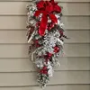 Julekorationer 20 30 cm den trådlösa Prelit Red and White Holiday Trim Futor Door Wreath Christmas Wedding Party Decoration Xmas Decor 2022 T220929