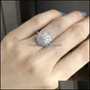 Bröllopsringar Bröllopsringar Huitan Gorgeous Flower Design Women Brilliant Geometric Cubic Zirconia Fashion Ring For Marriage Party J Dhlyq