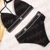 Designer-Bademode für Damen, Neckholder-Bikini-Set, mit Buchstaben-Aufdruck, gepolsterter, geteilter Badeanzug, Pool-Party-Badeanzug