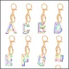 Keychains Lanyards DHS Women Keychains 26 아크릴 무지개 단어 핸드백 영어 편지 키 링 매력 드롭 배달 2022 Dh5Hz