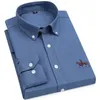 Camisas casuais masculinas tamanho S 7xl 100% algod￣o puro oxford listrado masculino xadrez de alta qualidade para homens Button Up 221025