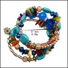 Charm armband bohemiska p￤rlor kristall charm armband tibet mtilayer imitation naturlig sten vindarmband etnisk droppleverans 202 dh9wp