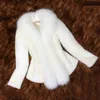 Manteau en fausse fourrure blanc pour femme, court, automne/hiver 2022, veste Slim à col Imitation, vêtements pour femmes 4XL