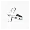 Anillos de boda Anillos de boda de acero inoxidable Ankh étnico Cruz egipcia Anillo Hombres Tono dorado Clave de la vida Eterna Anka Amet Lucky Male J Dhq5D