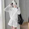 Women's Tracksuits 2022 Fall Plus Size Women's Clothes Round Neck Long Sleeves Thin Top Sweater Shorts Casual Loose Suit