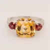 Anelli a grappolo GEM'S BALLET 4.83Ct Natural Geometric Citrine Garnet Gemstone Ring Pure 925 Sterling Silver Wedding Per le donne Gioielleria raffinata