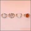 Band Ringe Retro Geometrische Quadratische Runde Stein Ring Set Für Frauen Mädchen Mode Colorf Harz Ringe Schmuck Drop Lieferung 2022 DHSPR