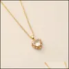 قلادة قلادة قلادة Zircon Crystal Heart for Women Love Star Gold Chain Copper Charm Collier Boho Gifts Drop Drop