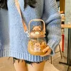 Butelki wodne Śliczny niedźwiedź dla dziewcząt dzieci ze słomką lato Sok Sok Milk Milk Bubble Tea School Sport Picie Picie BPA za darmo 221025
