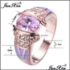 Pierścionki ślubne pierścionki ślubne moda urocza dziewczyna różowy cyrkon kamienny pierścień 18KT Rose Gold Opal zaręczynowy Vintage dla kobietwedding Dh9jq