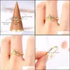 Bröllopsringar Bröllopsringar Tips Flower Gold Ring For Women Korean Justerbar Crystal Sweet Teen Girls Friends Jewelry Eesthetic Drop DHGD4