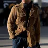 メンズジャケットメンズジャケット2022秋のカジュアルウェアソリッドカラーマルチポケットベルトユースファッションコート