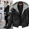 Kvinnor l￤der kvinnor h￶sten vinter huva faux jacka smal modemotorcykel hatt avtagbar plus storlek 5xl casual pu coat