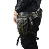 Marsupi Retro SteamPunk Borsa in pelle Serpentine Crossbody Rock Uomo Donna Gothic Nero Marsupi Moda Moto Leg208W