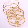 Charm Bracelets 5Pcs Trendy Gold Color Jewelry Inlay CZ Crystal Letter Spacer Bead Women Cuff Bangles