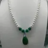 Natural freshwater pearl necklace Red and green agate pendants 8-9mm Length 45cm Beautiful and generous jewelry for women