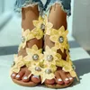 Sandalen Böhmischen frauen Sommer Schuhe Mode Lässig Blumen Perle Flache Zehenring Strand Schuhe Sandale Zapatos De Mujer