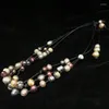 Choker Natural Fresh Water Baroque Pearl Necklace Leather Casual Simple Style For Women Fashion Jewelry Different Colors