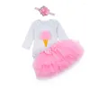 Kledingsets Kerstmas Baby Girls Birthday Outfits Jurken voor 1e First Party Romper Hoofdband 1 jaar doop tutu -jurk 3 stks pak